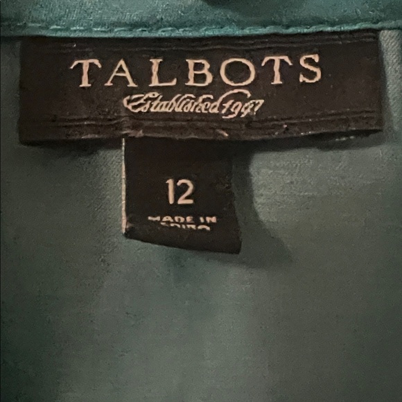 Talbots Teal Button-Up Blouse - Picture 3 of 3